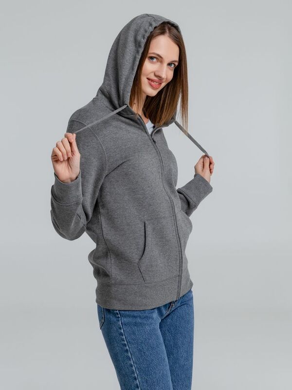 Толстовка на молнии с капюшоном унисекс King, темно-серый меланж арт.WU03K623