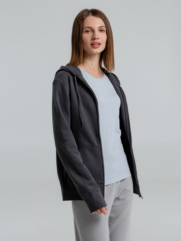 Толстовка на молнии с капюшоном унисекс King, темно-серая арт.WU03K669