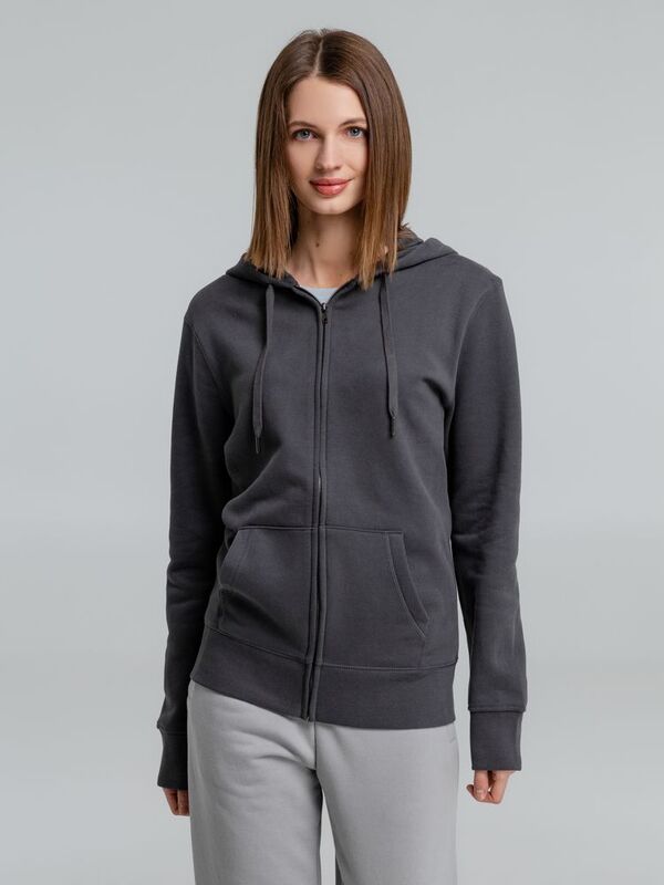 Толстовка на молнии с капюшоном унисекс King, темно-серая арт.WU03K669