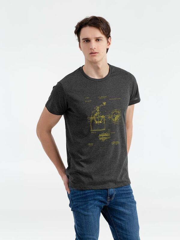 Футболка приталенная Old Patents. Coffee Mill, черный меланж арт.70752.12