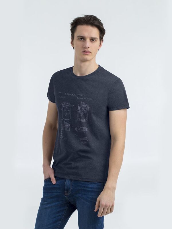 Футболка приталенная Old Patents. Lighter, синий меланж арт.70754.40