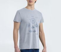 Футболка приталенная Old Patents. Wheel, голубой меланж арт.70755.14