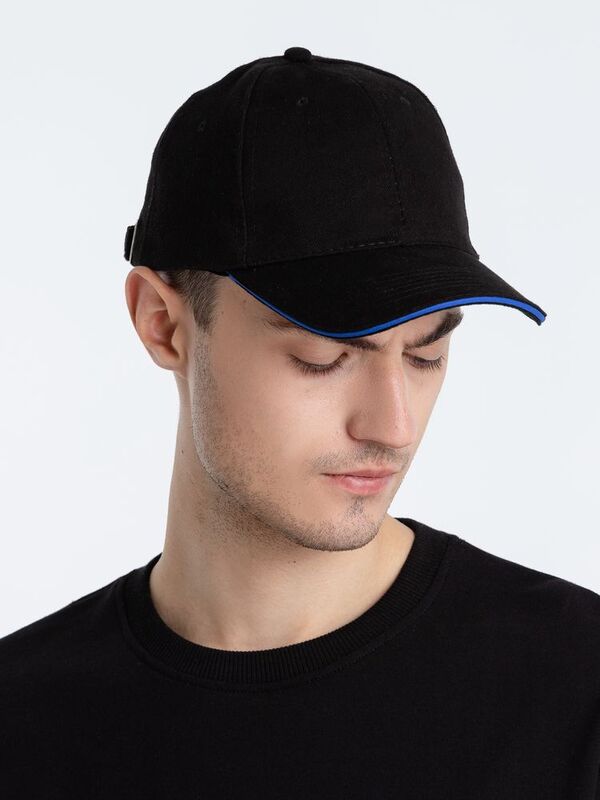 Бейсболка Buffalo, черная с ярко-синим арт.6404.34