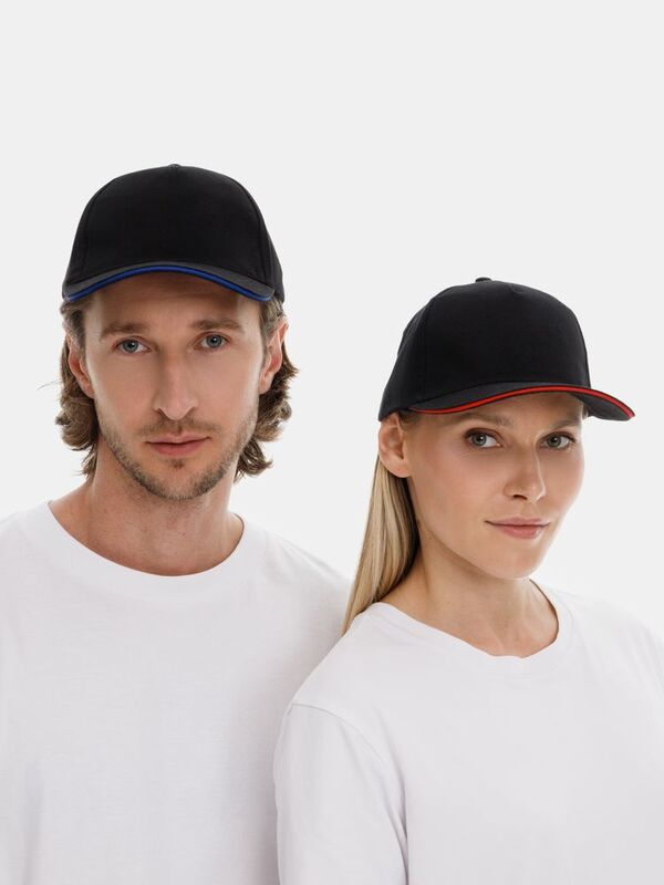 Бейсболка Long Beach, черная с ярко-синим арт.00594916TUN