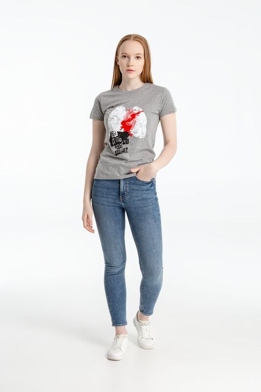Футболка женская &laquo;Ты у меня вот здесь&raquo;, серый меланж арт.70889.11