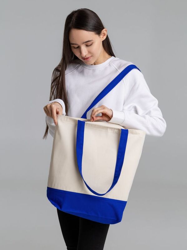 Сумка для покупок на молнии Shopaholic Zip, неокрашенная с синим арт.11683.44