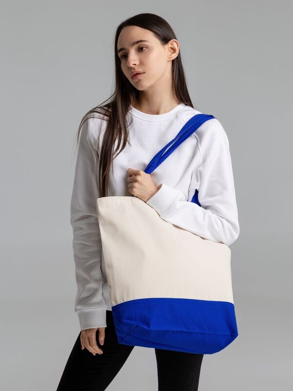 Сумка для покупок на молнии Shopaholic Zip, неокрашенная с синим арт.11683.44