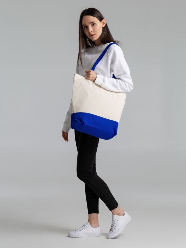 Сумка для покупок на молнии Shopaholic Zip, неокрашенная с синим арт.11683.44