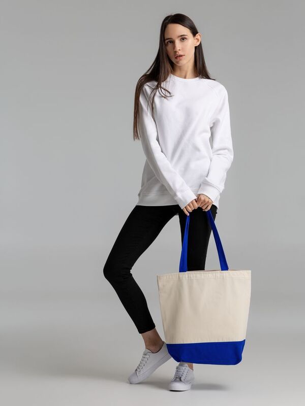 Сумка для покупок на молнии Shopaholic Zip, неокрашенная с синим арт.11683.44