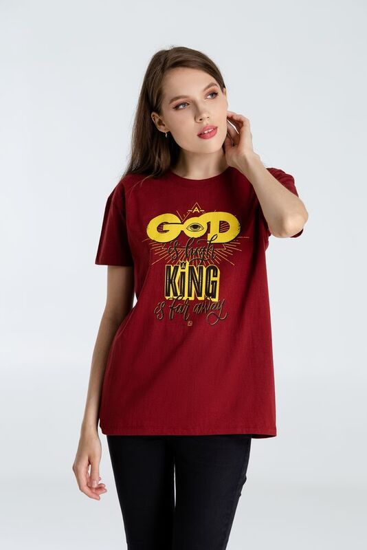 Футболка A God is High, гранатово-красная арт.70965.51