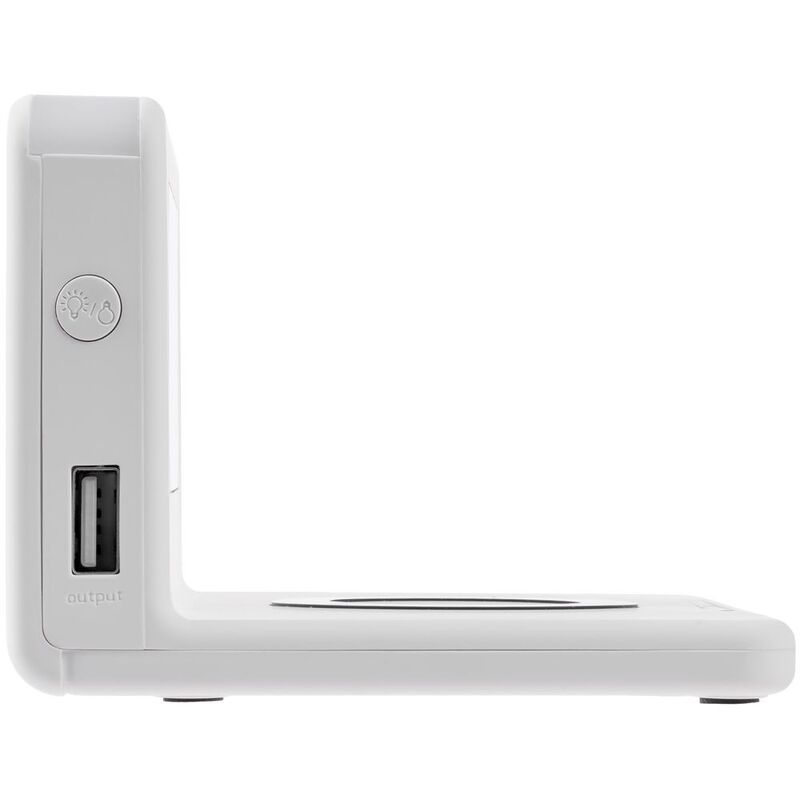 Часы настольные с беспроводным зарядным устройством Pitstop, белые арт.11879.60