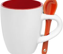 Кофейная кружка Pairy с ложкой, красная с оранжевой арт.13138.52