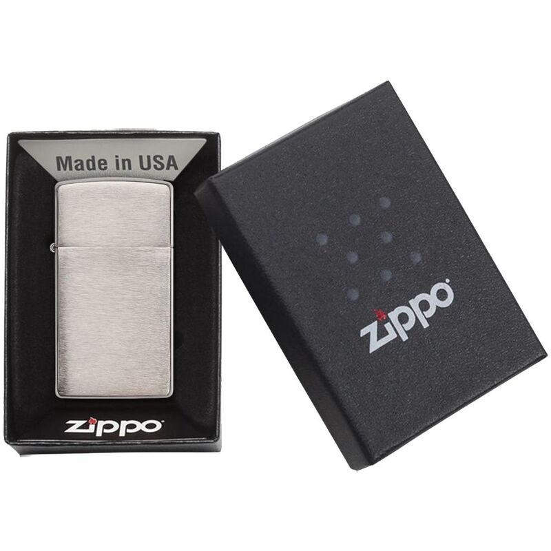Зажигалка Zippo Slim Brushed, матовая серебристая арт.12974.11