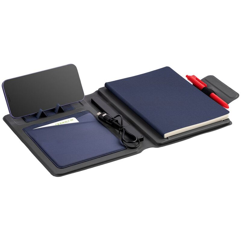 Органайзер с блокнотом и аккумулятором Oiro, синий арт.22001.40