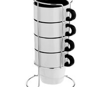 Набор из 4 кружек Inset с подставкой, черный арт.15884.30