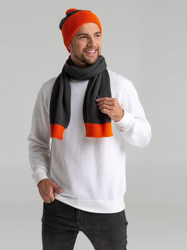 Шарф Snappy, темно-серый с оранжевым арт.76262.21