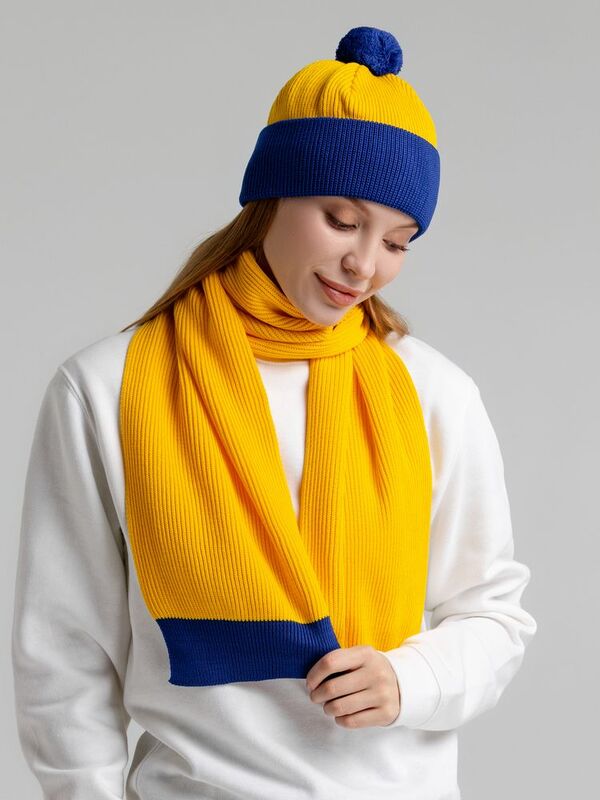 Шарф Snappy, желтый с синим арт.76262.48