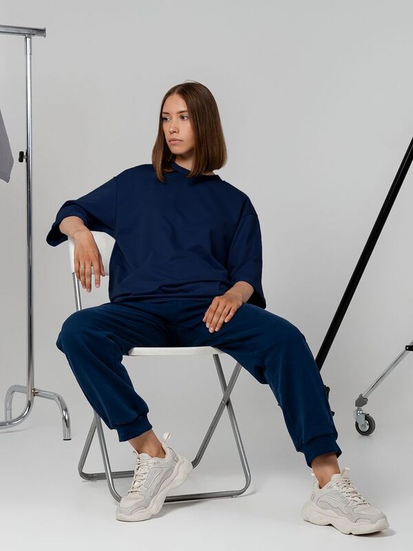 Футболка оверсайз унисекс Kosmos 2.0, темно-синяя арт.14610.40