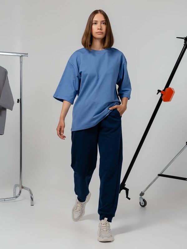 Футболка оверсайз унисекс Kosmos 2.0, синяя арт.14610.44