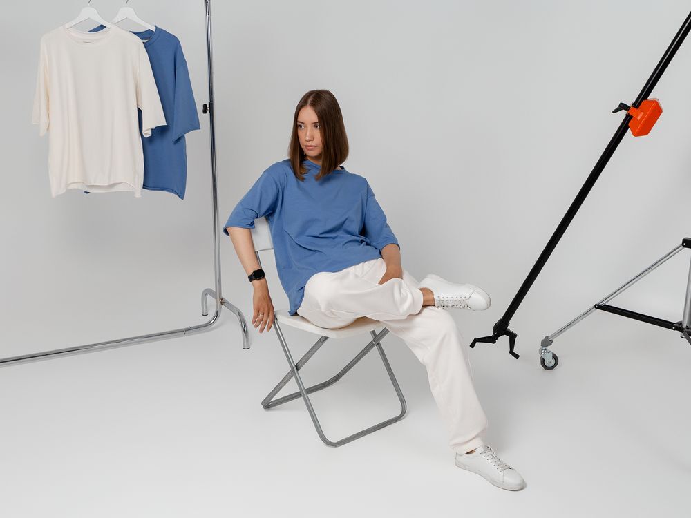 Футболка оверсайз Vozduh 2.0, синяя арт.14611.44