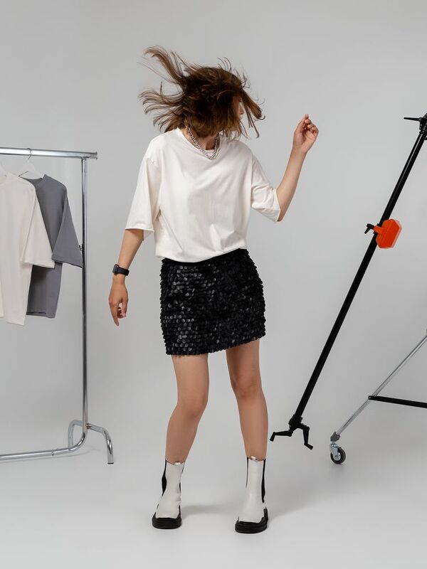 Футболка оверсайз Vozduh 2.0, кремовая арт.14611.60