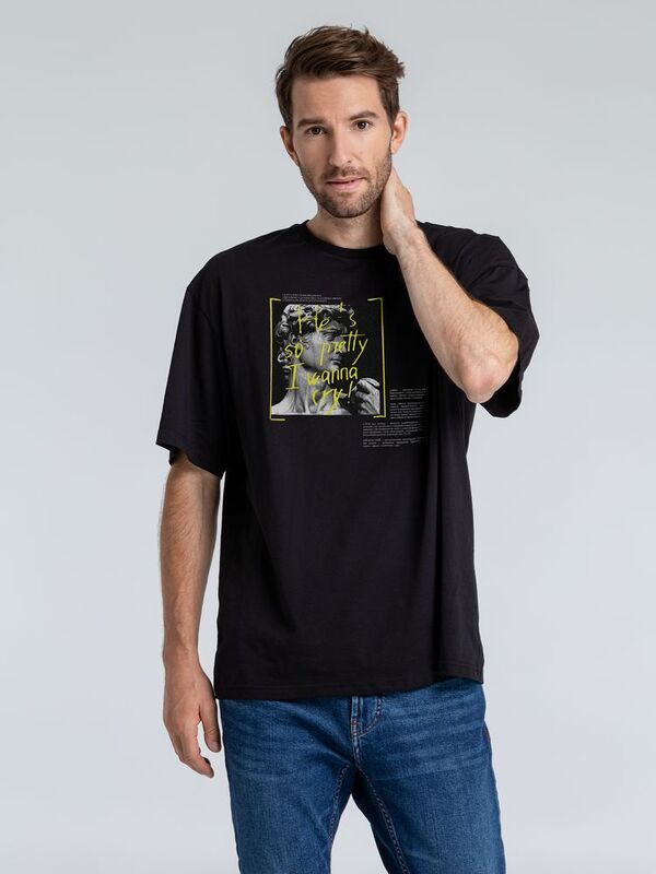 Футболка оверсайз &laquo;He is So Pretty. Давид&raquo;, черная арт.71432.30