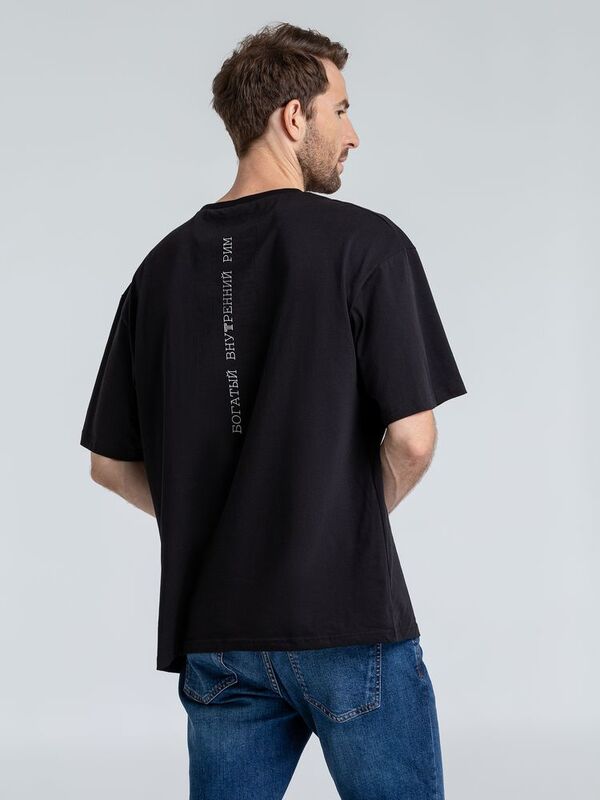 Футболка оверсайз &laquo;Внутренний Рим&raquo;, черная арт.71447.30