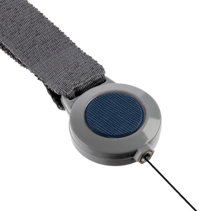 Лента для бейджа с ретрактором Devon, серая с синим арт.13761.14