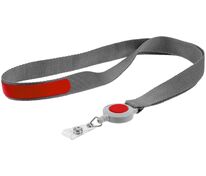 Лента для бейджа с ретрактором Devon, серая с красным арт.13761.15