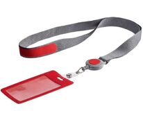 Чехол для пропуска с лентой и ретрактором Devon, красный арт.13773.50