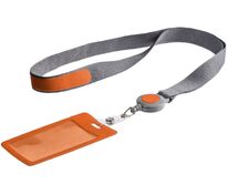 Чехол для пропуска с лентой и ретрактором Devon, оранжевый арт.13773.20