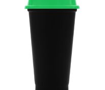 Стакан с крышкой Color Cap Black, черный с зеленым арт.20996.90