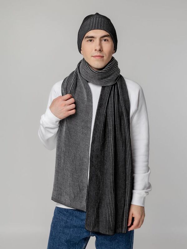 Шарф Nobilis, черный с серым меланжем арт.19091.31