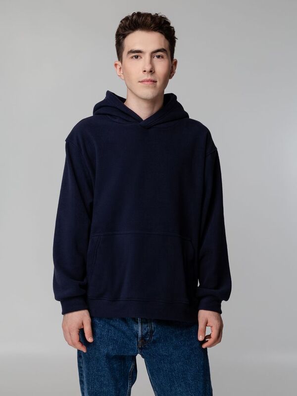 Худи флисовое унисекс Manakin, темно-синее арт.14366.40