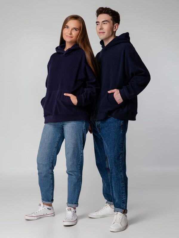 Худи флисовое унисекс Manakin, темно-синее арт.14366.40