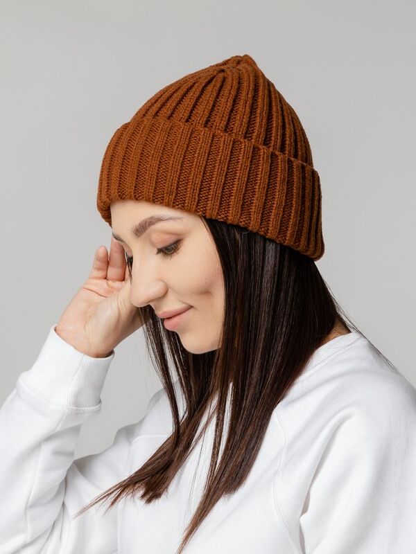 Шапка Uni, коричневая (терракота) арт.18557.55