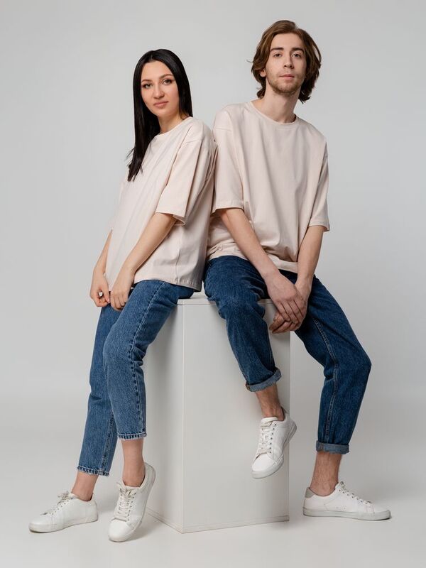 Футболка унисекс оверсайз Street Vibes, бежевая арт.16900.10