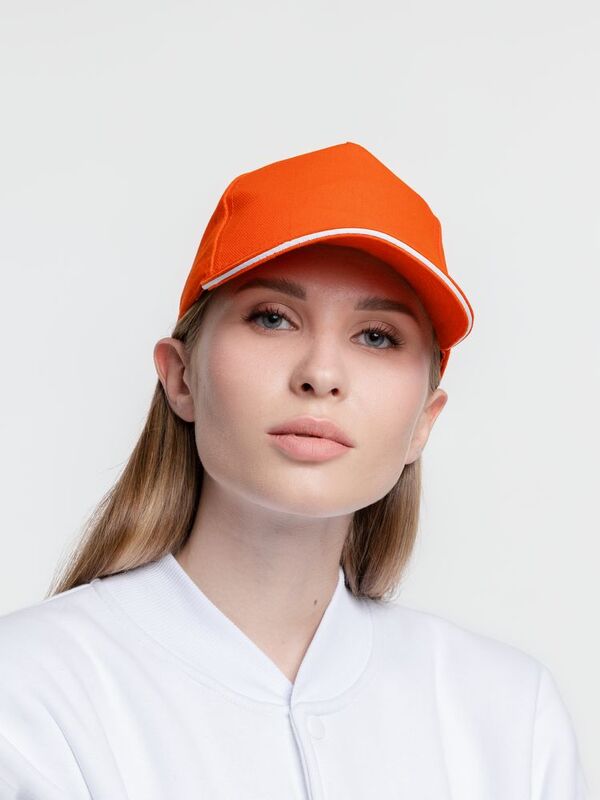 Бейсболка Classic, оранжевая с белым кантом арт.15848.20