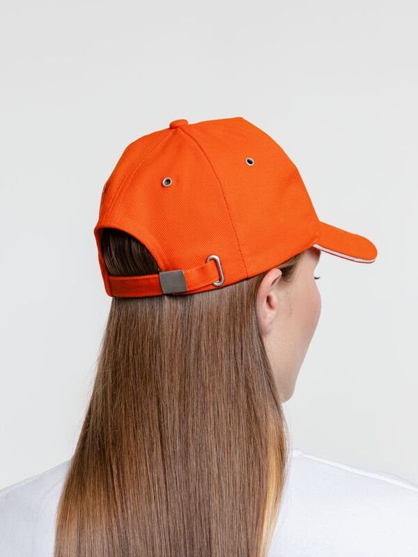 Бейсболка Classic, оранжевая с белым кантом арт.15848.20