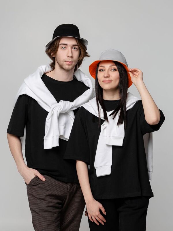 Панама Summer двусторонняя, черная с серым арт.15849.31