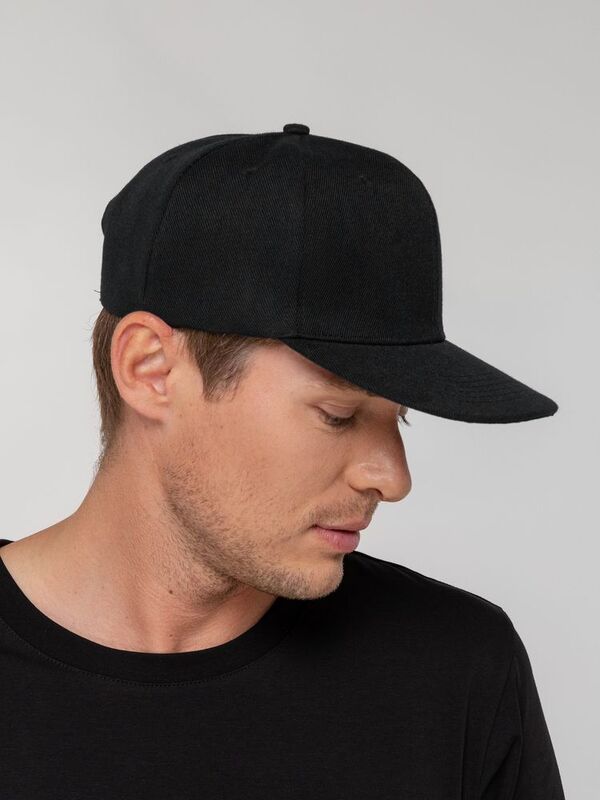 Бейсболка Snapback с прямым козырьком, черная арт.15948.30