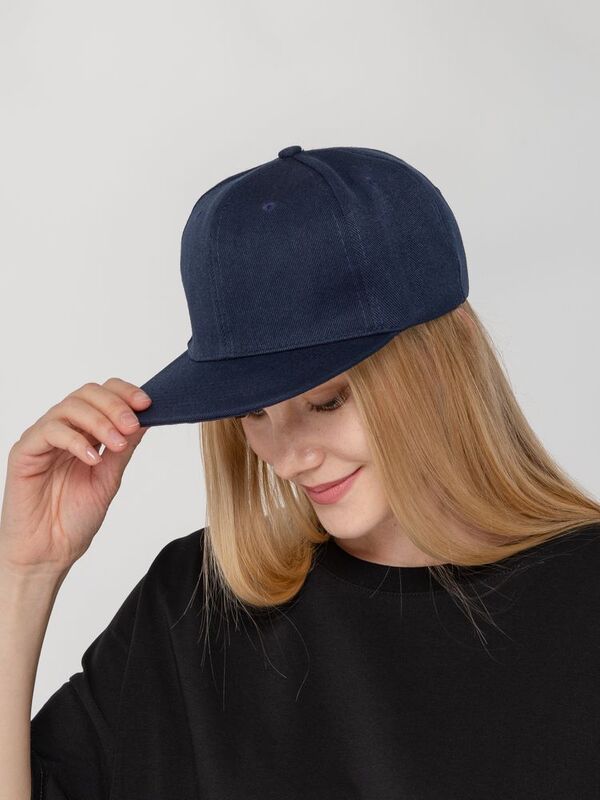 Бейсболка Snapback с прямым козырьком, темно-синяя арт.15948.40