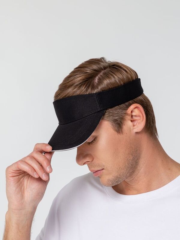 Козырек Active, черный с белым кантом арт.15429.30