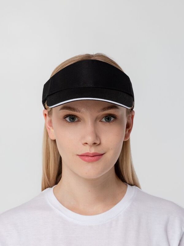 Козырек Active, черный с белым кантом арт.15429.30