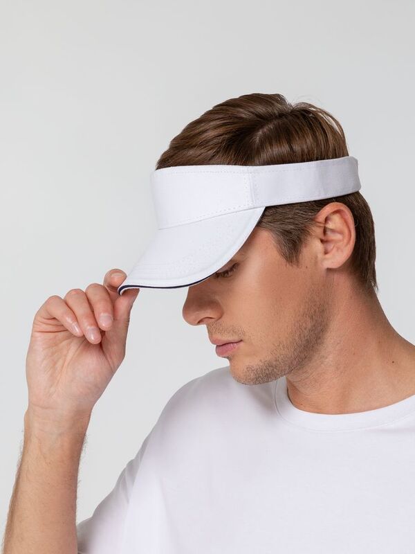 Козырек Active, белый с темно-синим кантом арт.15429.60