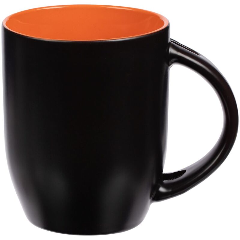 Кружка-хамелеон Melty с ложкой, черная с оранжевым арт.15754.20