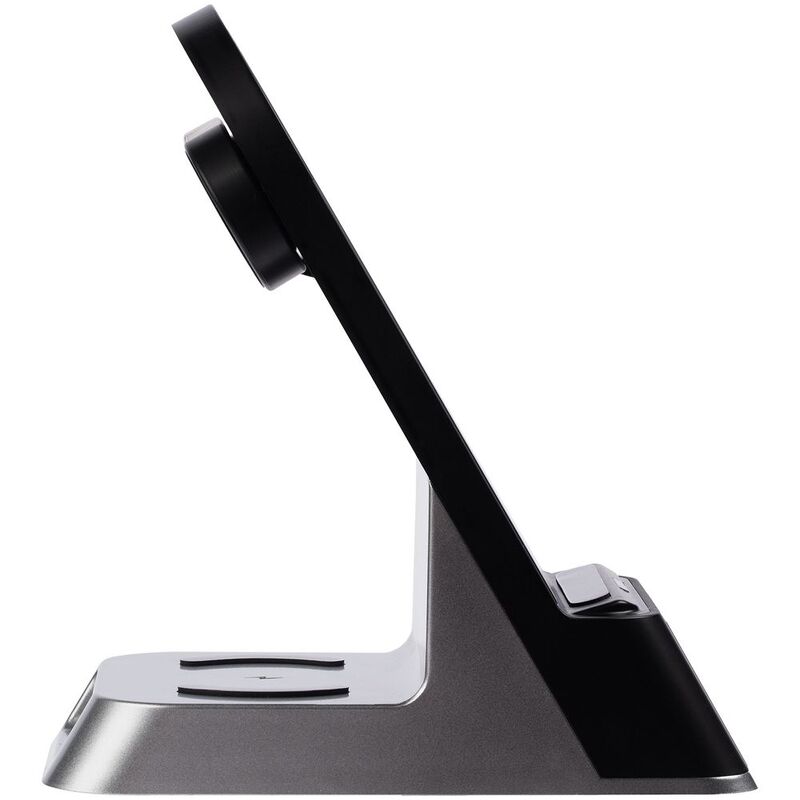 Зарядная станция с часами E-Store для смартфона, часов и наушников, черная арт.14939.30