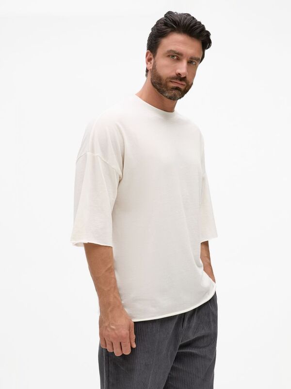 Футболка унисекс оверсайз T1, молочно-белая арт.15437.60