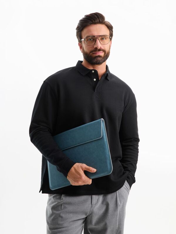 Рубашка поло оверсайз с длинным рукавом Heritage, черная арт.03990312