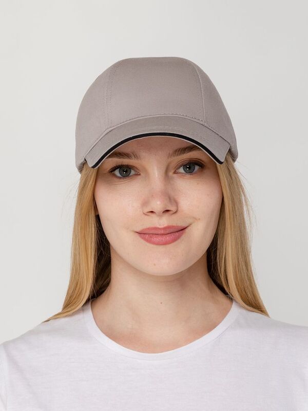 Бейсболка Canopy, серая с черным кантом арт.15149.11